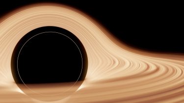 An artist's rendering of the accretion disk region around a black hole with the black hole at the center