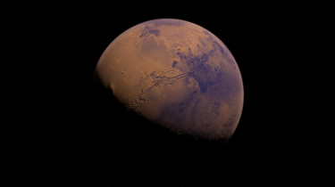 The planet Mars with a black background